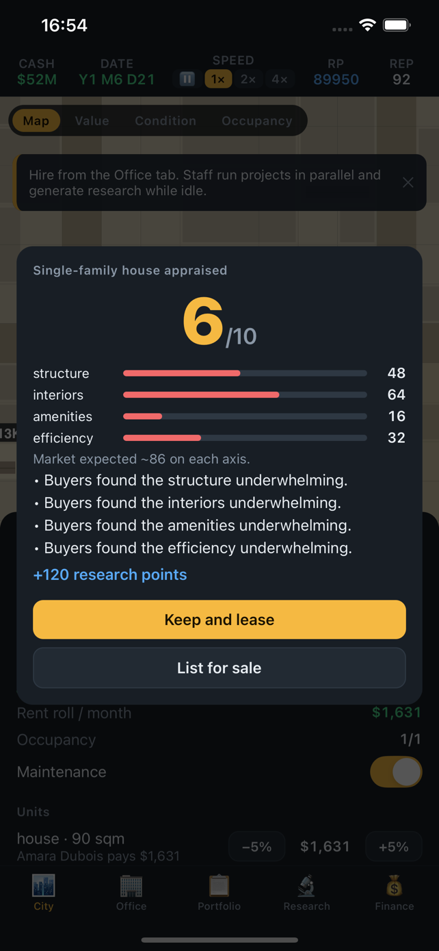 An appraisal grade with feedback per quality axis