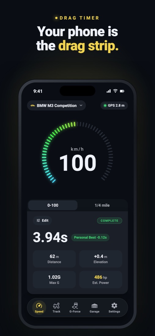 Speedometer and a 3.94 second 0-100 result